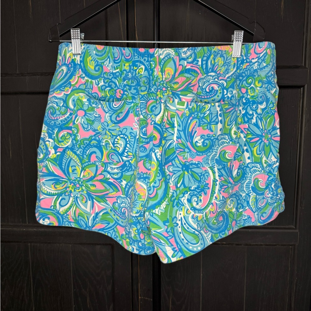 Lilly Pulitzer Blue, Pink & Green Paisley Athletic Shorts - Picture 2 of 5